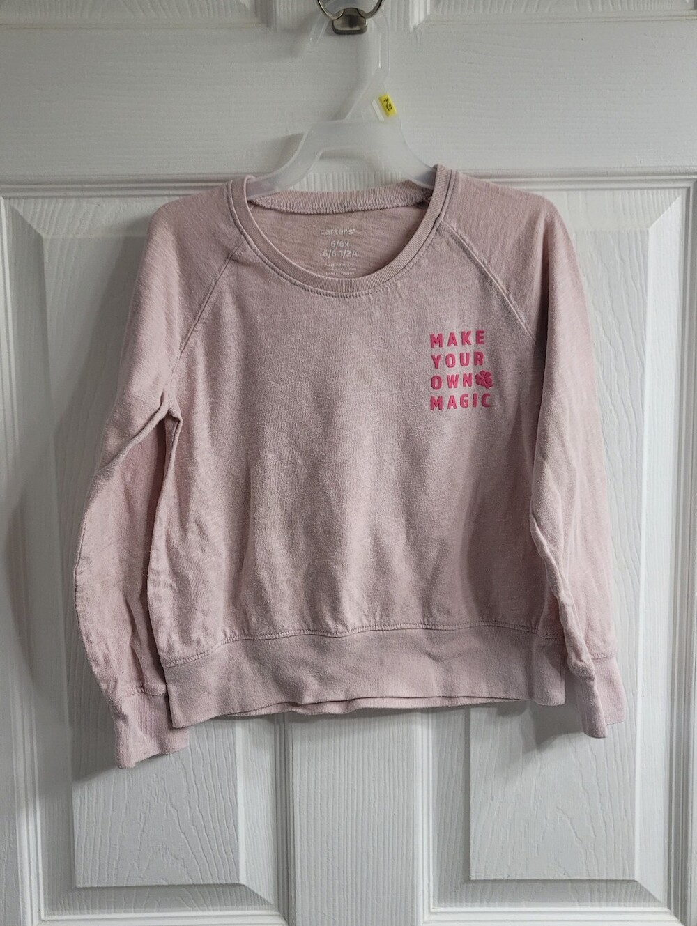 #834 FREE W PURCHASE Carters Pink Long Sleeve Shirt Make Your Own Magic sz 6 6X